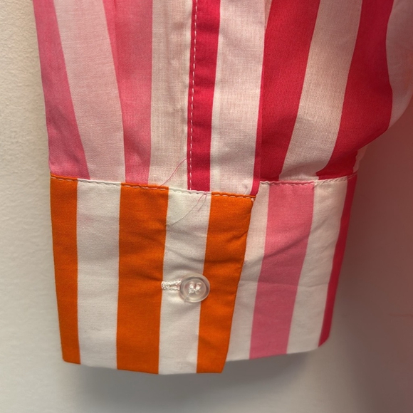 BEACH RIOT Alexa Striped Pink & Orange Button-Up Shirt bathing suit cover up M - Picture 7 of 14